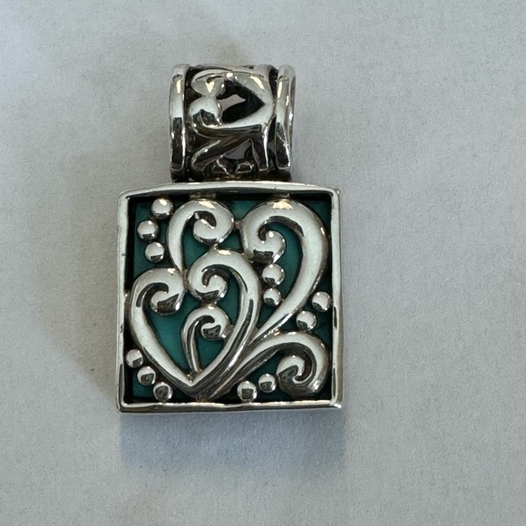 Sterling silver square shaped genuine turquoise pendant - Picture 5 of 5